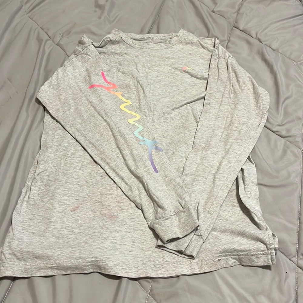 WOMENS VS Pink Campus Long Sleeve Heather Stone Gradient Tee XS